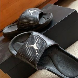 Black Velcro Jordan slides